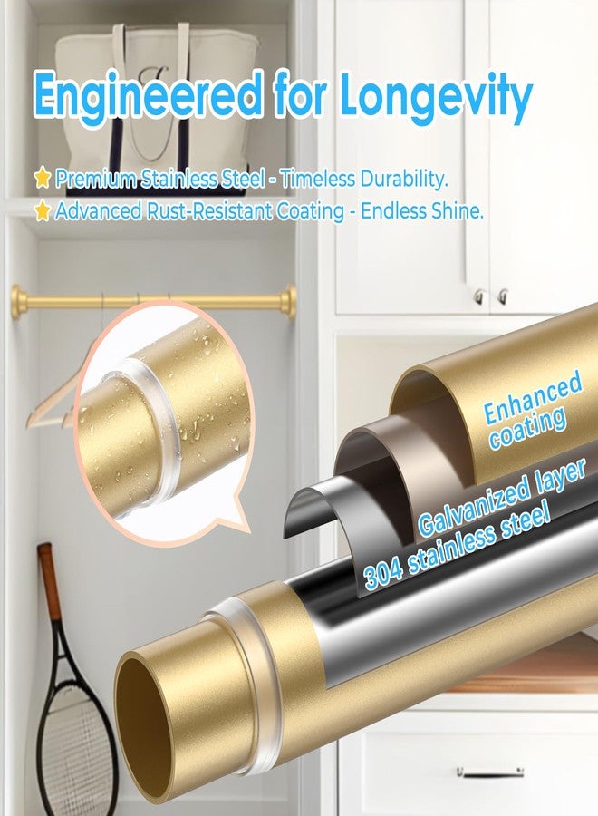 AIZESI Small Tension Rod 16 To 28 Inch，Gold Tension Curtain Rod 1 Inch Diameter Small Tension Rod No Drilling, Non-Slip, Premium Stainless Steel Anti-Rust Short Tension Rod - Image 4