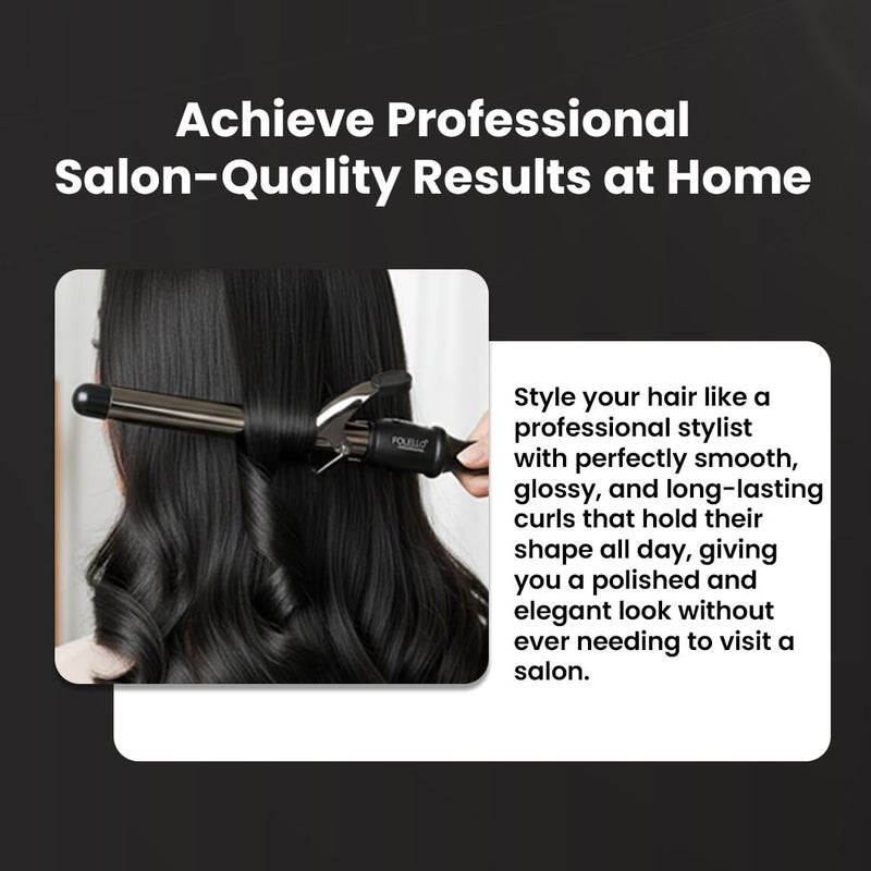 FOLELLO - Wave 25 - Curling Tong for Professionals, Salons and Home Use - Ergonomic Design & Comfortable Grip - Hair Curling, Styling - 25MM Barrel, Black - Image 4