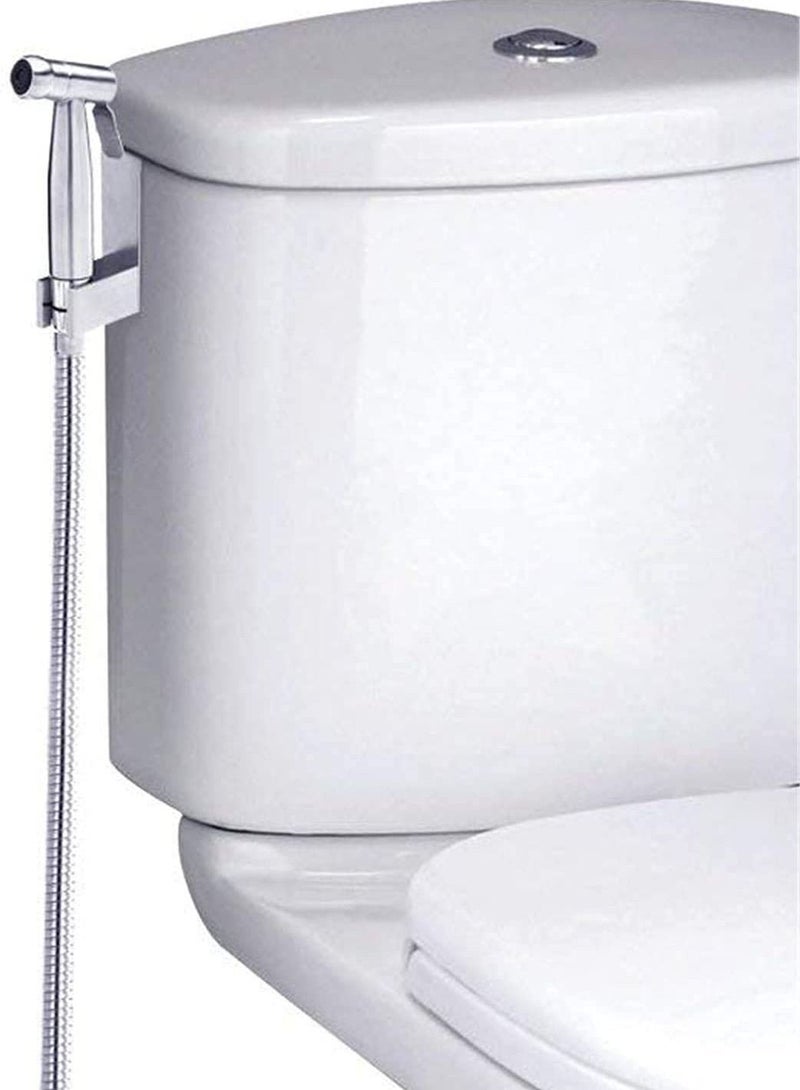 erorex 3 Pieces Toilet Bidet Spray Gun Set, Shattaf Kit Handheld Self Cleaning for Washroom and Bathroom Toilet Water Sprayer Silver - Image 3
