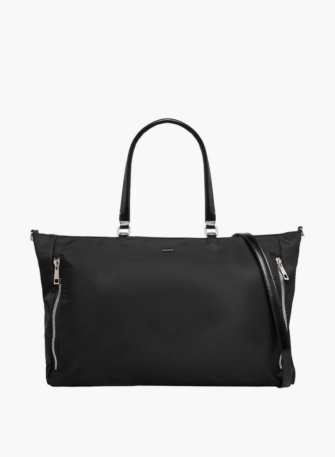 MISSY Solid Tote Bag with Detachable Strap and Zip Closure