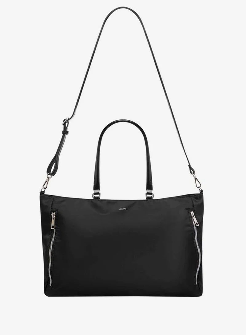 MISSY Solid Tote Bag with Detachable Strap and Zip Closure
