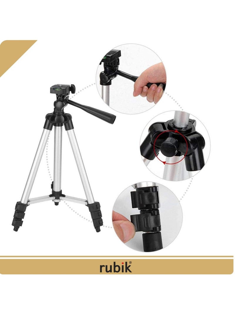Rubik Portable Tripod Stand for Mobile and DSLR Camera, Adjustable Height and Mount For iPhone Samsung Huawei Nikon Canon Sony  - Image 5
