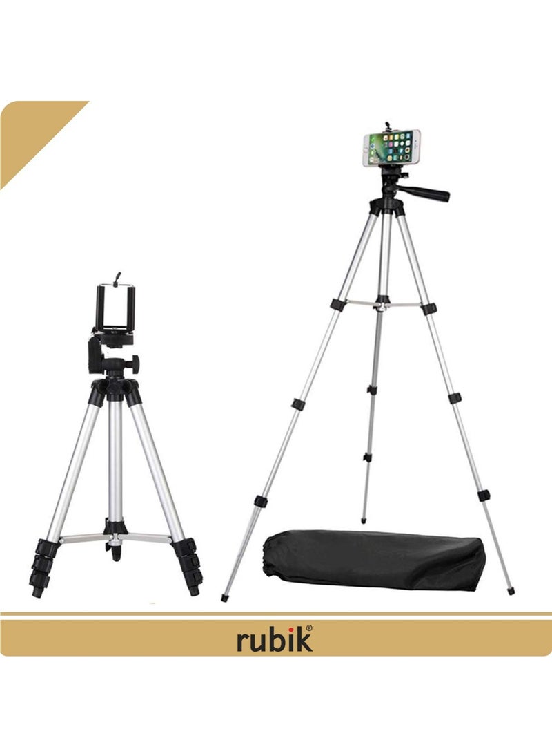 Rubik Portable Tripod Stand for Mobile and DSLR Camera, Adjustable Height and Mount For iPhone Samsung Huawei Nikon Canon Sony  - Image 3