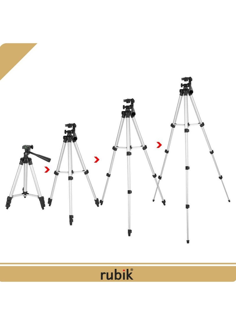 Rubik Portable Tripod Stand for Mobile and DSLR Camera, Adjustable Height and Mount For iPhone Samsung Huawei Nikon Canon Sony  - Image 2