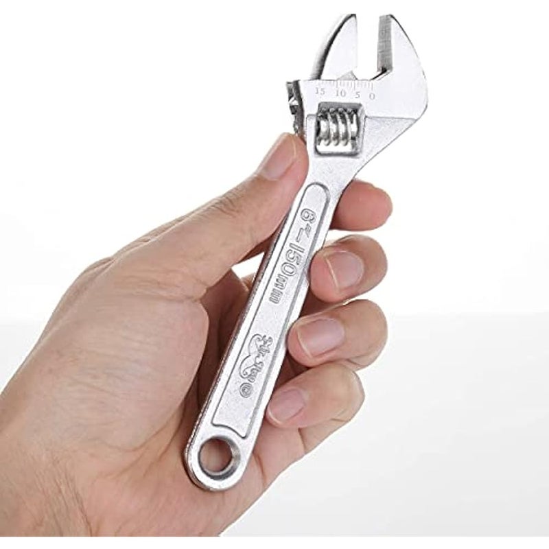 - Small Wrench, Adjustable, 6 Inches, Hex-Shaped Jaw Opens To 3/4 Inch, Made From Heat Treated Carbon Steel - Image 1