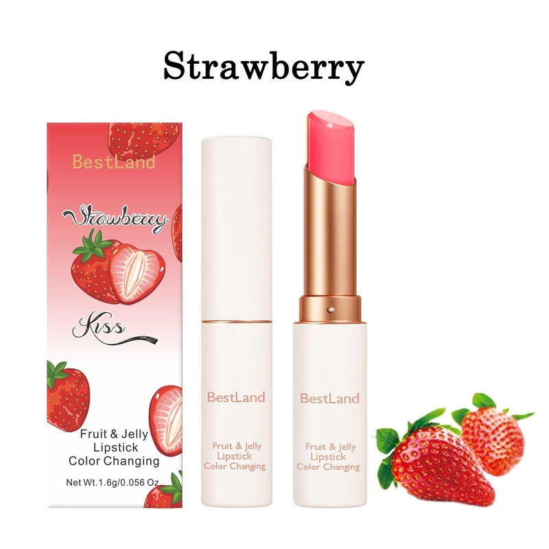 Bestland 3 Pcs/Set Strawberry, Peach & Aloe Jelly Lipstick Set, Color Changing Lip And Cheek Stain | PH-Activated Temperature Reactive Moisturizing Lipstick for Dry & Mature Lips, Hydrating Long-Lasting Lip - Image 5