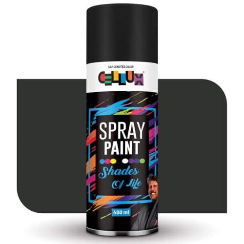 CELLUX 2X Ultra Cover Matt Black Spray Paint | DIY Quick Drying with Premium Gloss Finish for Metal Wood Wall & other Surfaces - 400 ML - Image 1