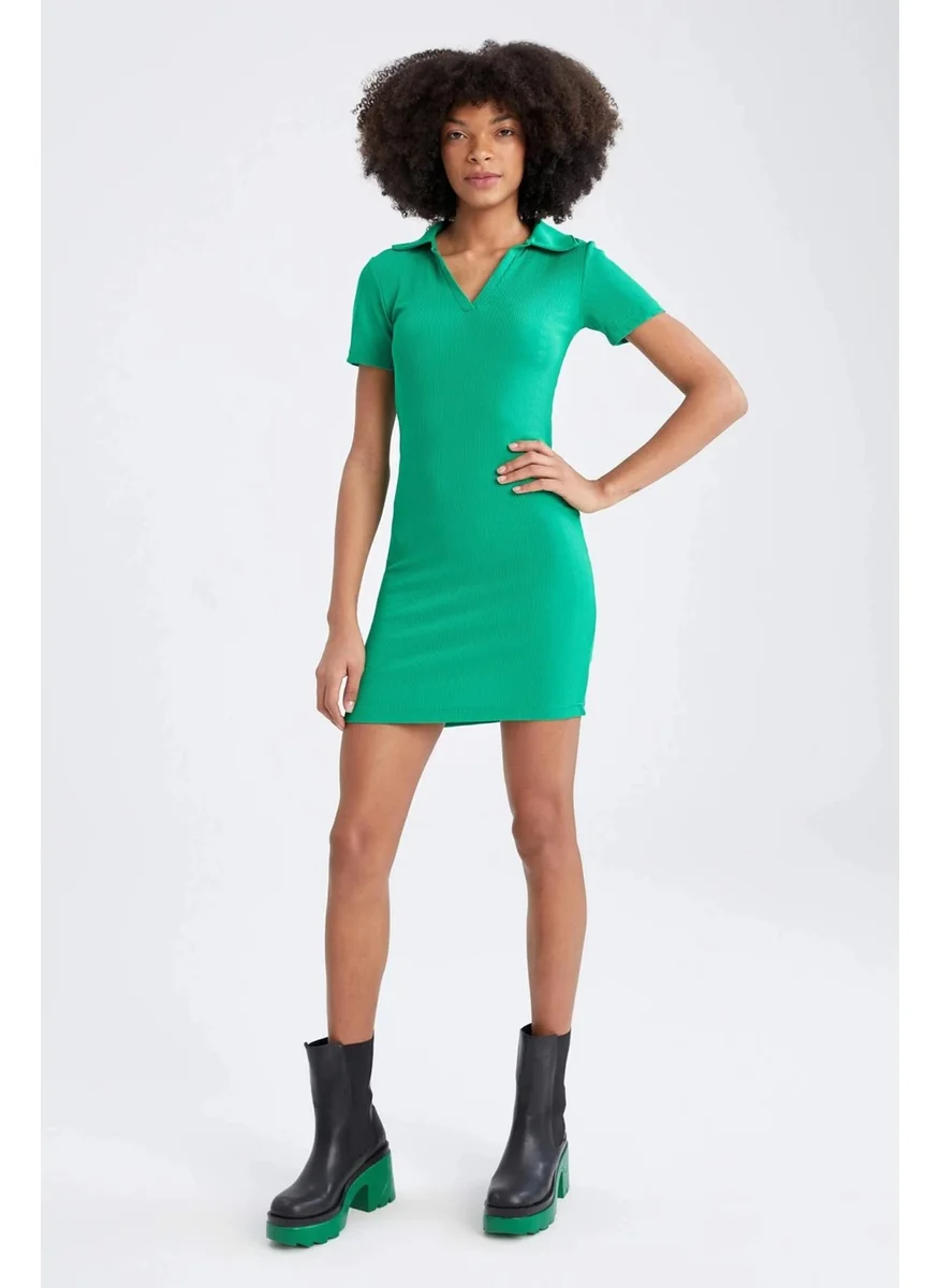 تينا Ribbed Polo Dress