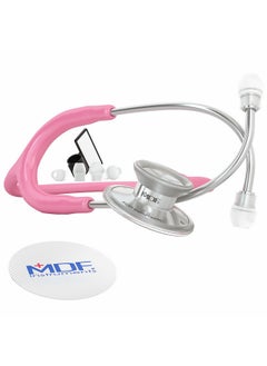 MDF Instruments MDF Instruments, Acoustica Lightweight Stethoscope for Doctors, Nurses, Students, Home Health Use, Adult, Dual Head, Pink Tube, Silver Chestpiece-Headset, MDF747XP01  - Image 1