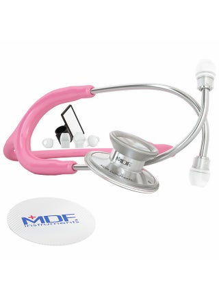 سماعة طبية خفيفة الوزن من Acoustica من MDF Instruments للأطباء والممرضات والطلاب والاستخدام الصحي المنزلي للبالغين برأسين وأنبوب وردي وسماعة صدر فضية، MDF747XP01 - pzsku/ZC92635EA2D94961E0E94Z/45/_/1736426424/98a79edf-3103-401b-9895-3c22924a77d6