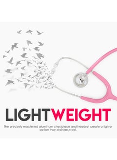 MDF Instruments MDF Instruments, Acoustica Lightweight Stethoscope for Doctors, Nurses, Students, Home Health Use, Adult, Dual Head, Pink Tube, Silver Chestpiece-Headset, MDF747XP01  - Image 3