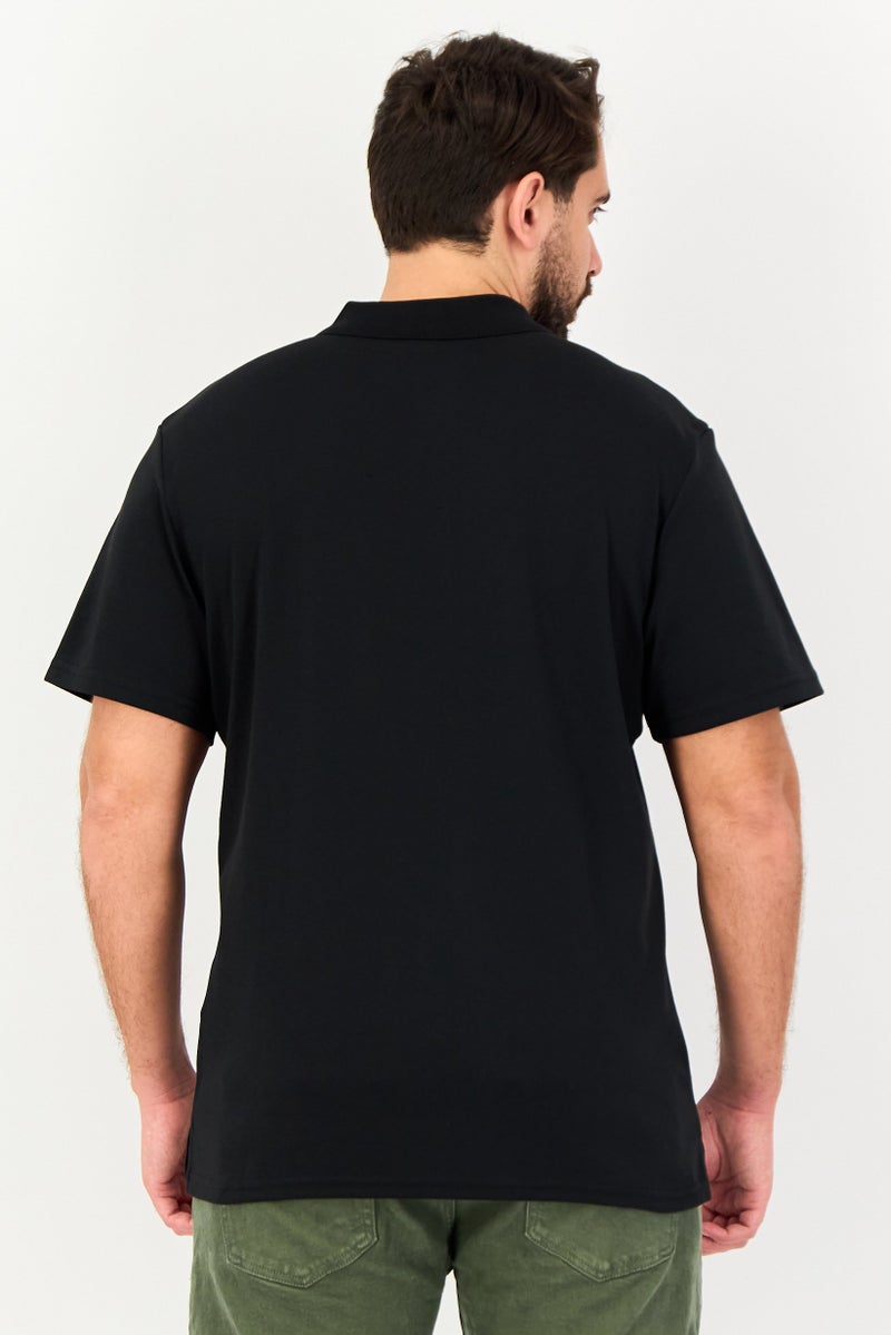 Core Elements Men Regular Fit Solid Short Sleeve Polo Shirt, Black - Image 3