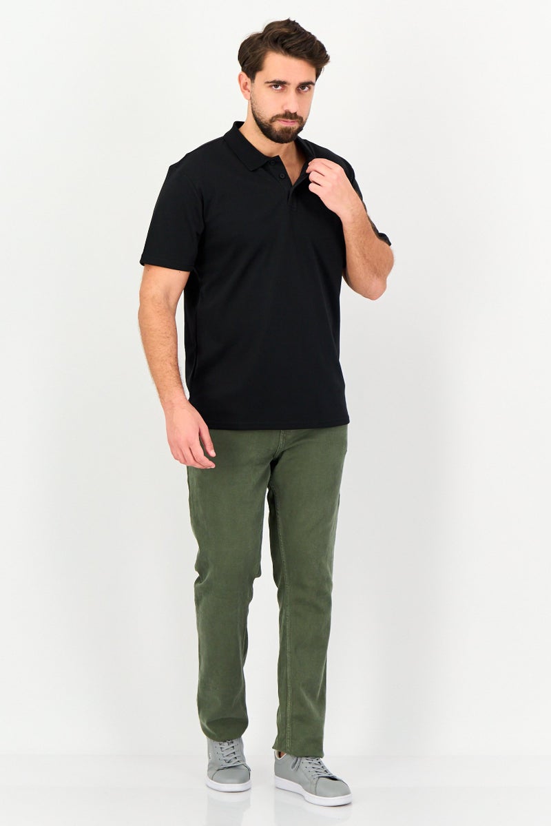 Core Elements Men Regular Fit Solid Short Sleeve Polo Shirt, Black - Image 4