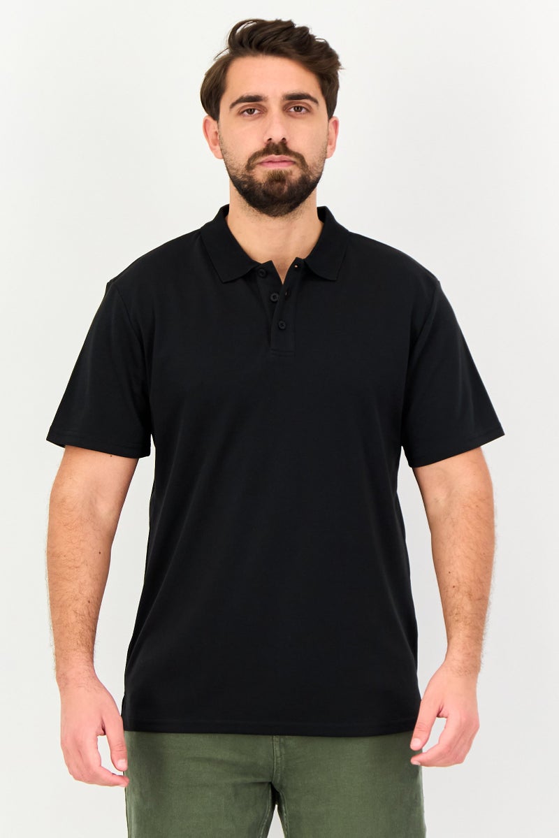 Core Elements Men Regular Fit Solid Short Sleeve Polo Shirt, Black - Image 1