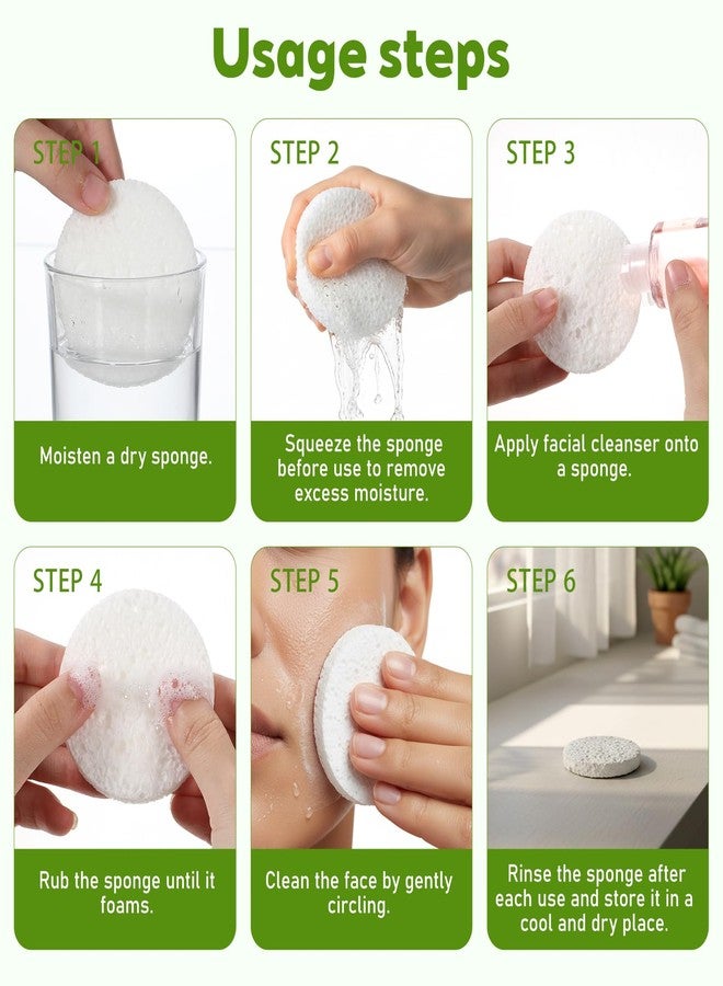 Oqqlin 120 Pcs Compressed Facial Sponges with Container, Disposable Round Face Sponge Pads Portable Makeup Removal Wash Sponges for Women Cleansing Makeup Spa (White) - Image 5