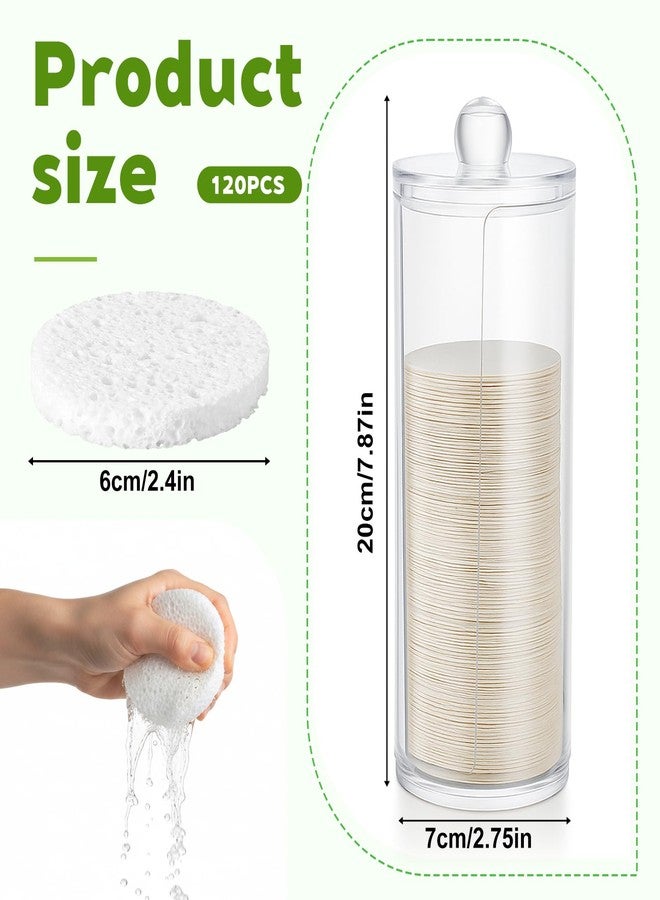 Oqqlin 120 Pcs Compressed Facial Sponges with Container, Disposable Round Face Sponge Pads Portable Makeup Removal Wash Sponges for Women Cleansing Makeup Spa (White) - Image 2