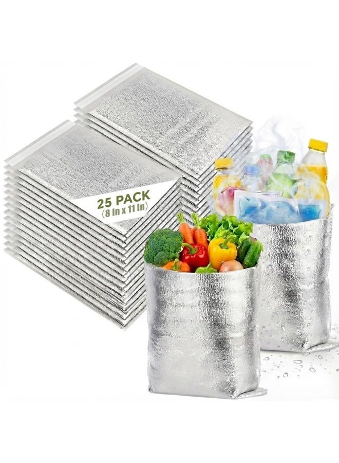 Smilco Reusable Thermal Box Liner - Metalized Insulation Bag for Lunch, Food, Shopping - Waterproof Package (25 Pack/ 8 In x 11 In) - Image 1