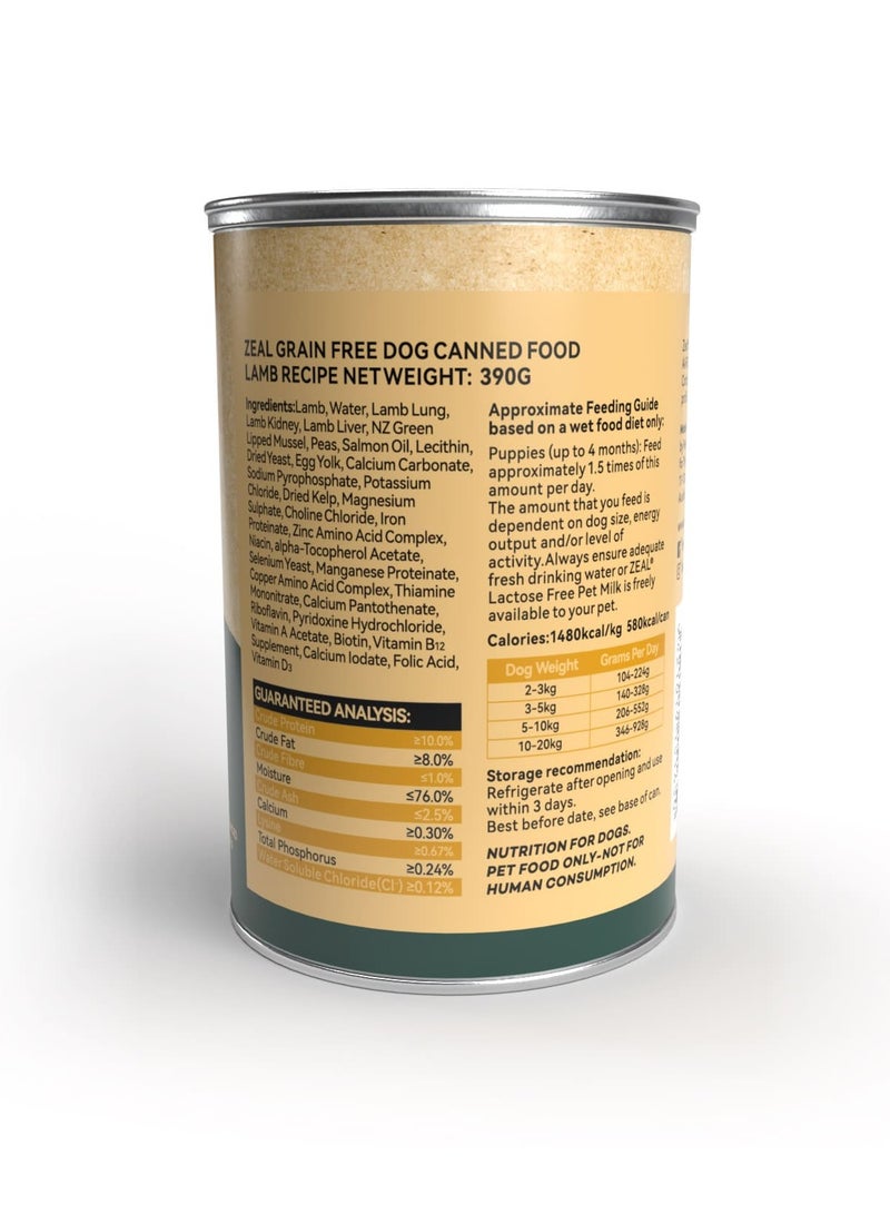 Zeal - Grain Free Canned Dog Food 390g / Lamb - Image 2