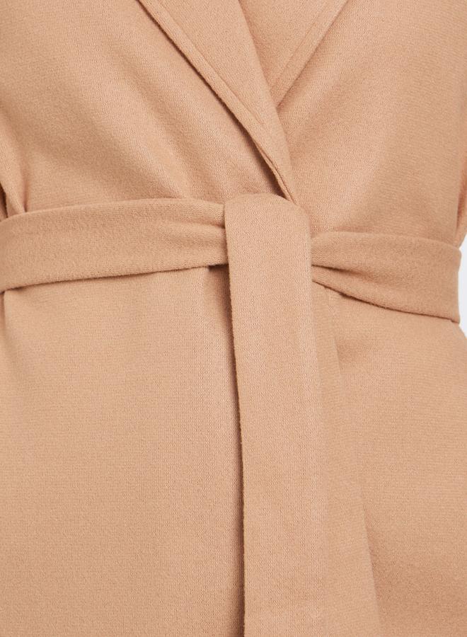 ستايلي معطف بمظهر الصوف وقصة عادية مع حزام - Image 4