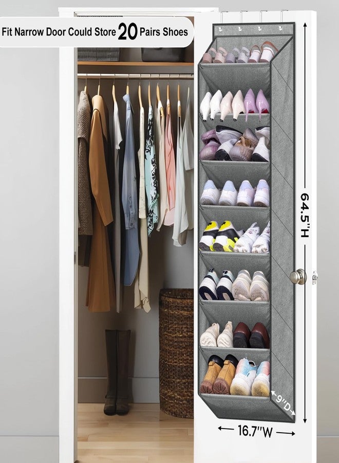 SLEEPING LAMB Over The Door Shoe Organizer for Closet with Large Deep Pockets, Narrow Shoe Rack for Door Hanging Boots Storage, Grey - Image 2