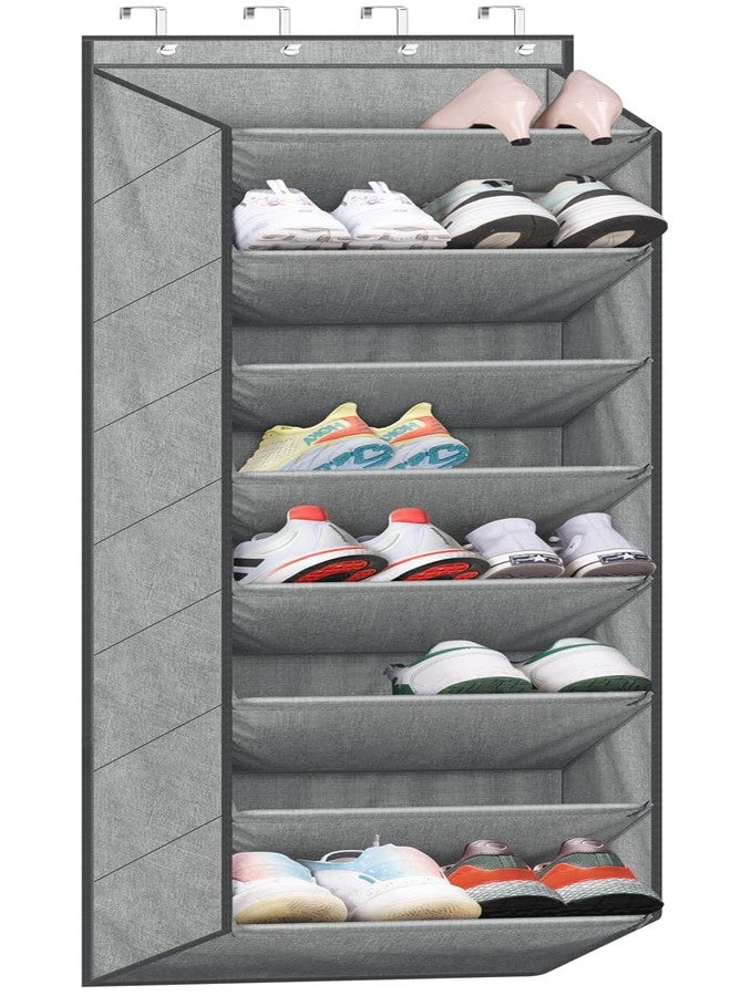 SLEEPING LAMB Over The Door Shoe Organizer for Closet with Large Deep Pockets, Narrow Shoe Rack for Door Hanging Boots Storage, Grey - Image 1