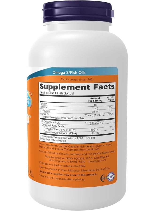 ناو فودز مكمّل غذائي ألترا أوميجا 3-D - يحتوي على 180 كبسولة هلامية - Image 2