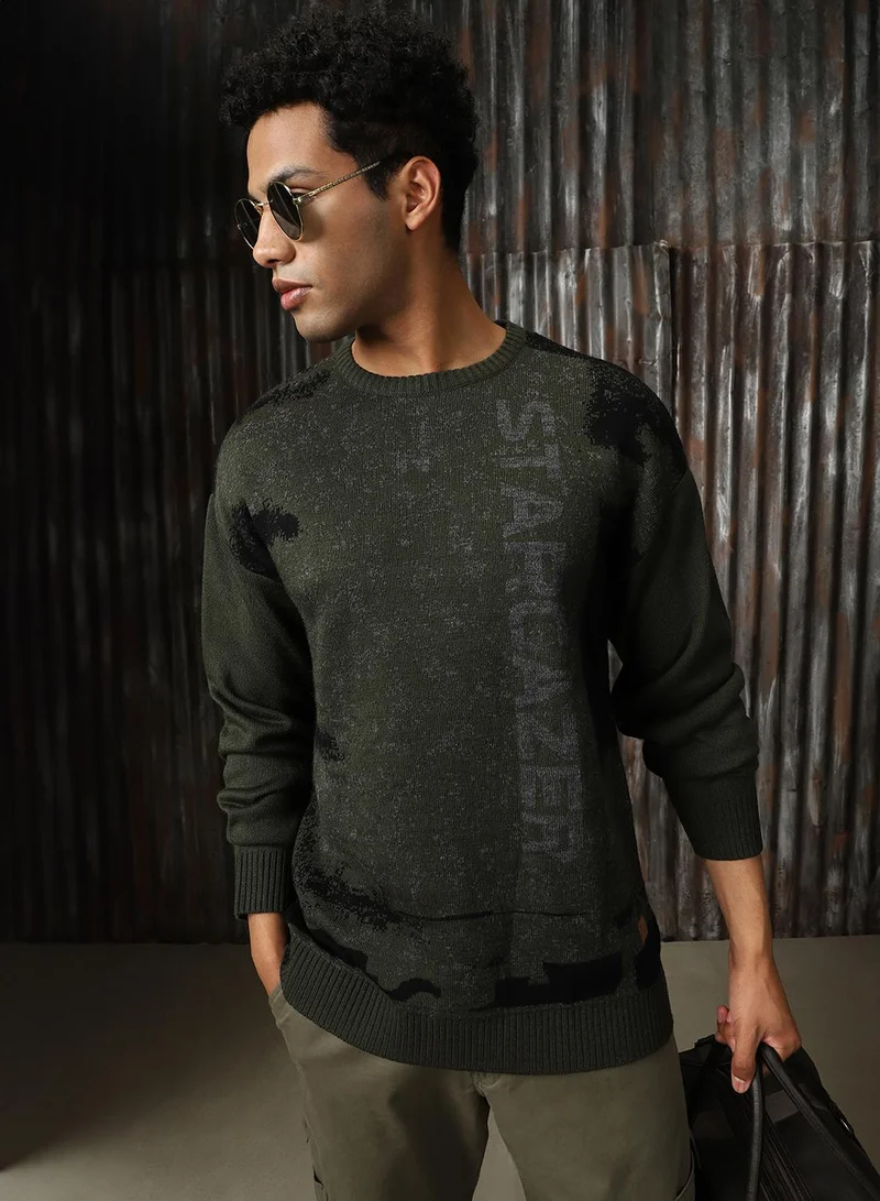 HIGH STAR Men's Multicoloured 100% Acrylic Solid Sweater