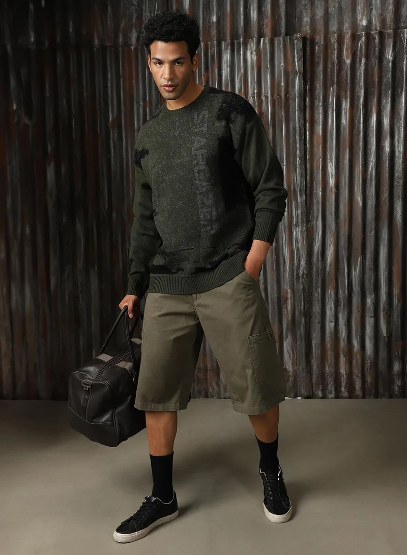 HIGH STAR Men's Multicoloured 100% Acrylic Solid Sweater