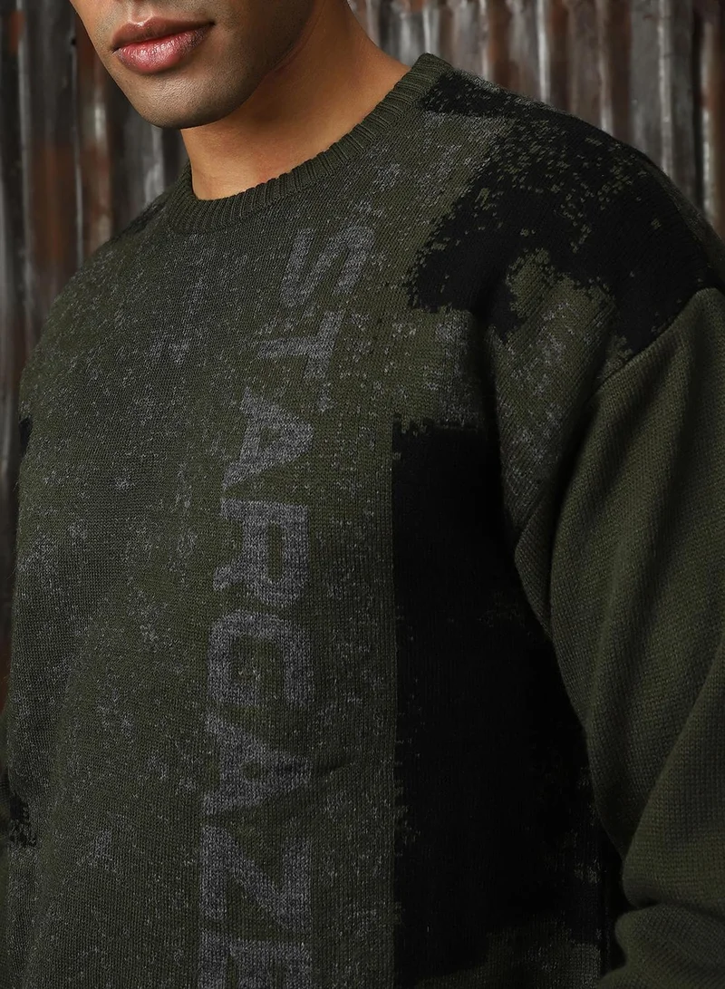 HIGH STAR Men's Multicoloured 100% Acrylic Solid Sweater