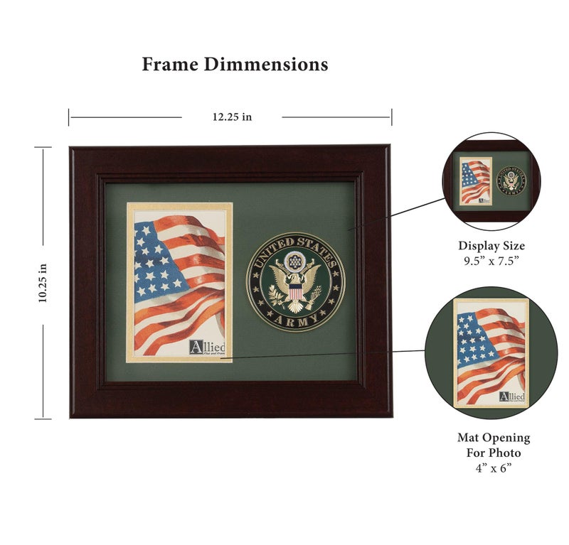 Allied Flag US Picture Frame - 4x6 Portrait with US Army Medallion Crafted from Premium Materials - Made in USA - Image 3