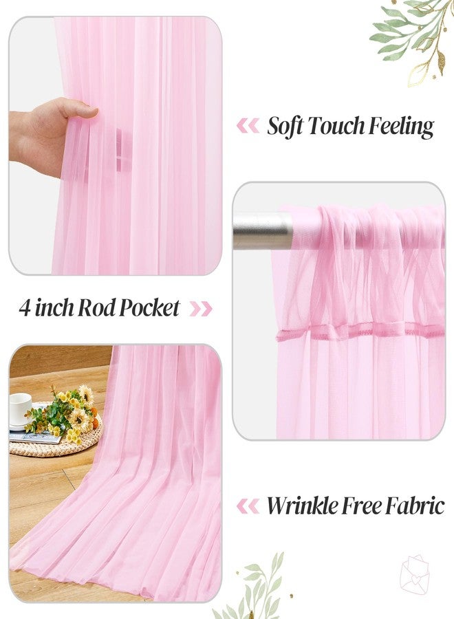 Shillance 10ft x 10ft Pink Backdrop Curtain Panels with Lights String for Parties, Sheer Tulle Wedding Backdrop Drapes for Baby Shower Birthday Party Home Decorations - Image 4