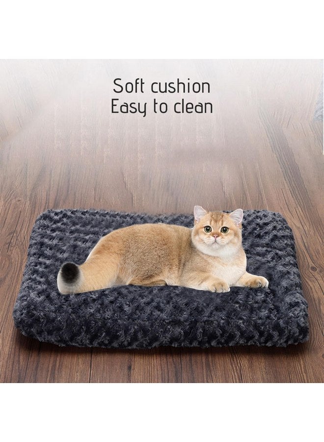 Generic Pet Bed with Non-Slip Waterproof Bottom, 2024 New Soothing Calming Dog Bed, Washable Dog Crate Bed Deluxe Plush Cats Beds Mat, 16.9"" x 11"", Black - Image 3
