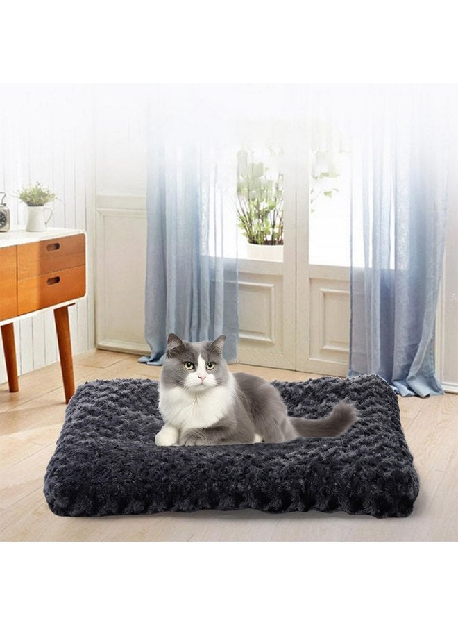 Generic Pet Bed with Non-Slip Waterproof Bottom, 2024 New Soothing Calming Dog Bed, Washable Dog Crate Bed Deluxe Plush Cats Beds Mat, 16.9"" x 11"", Black - Image 2