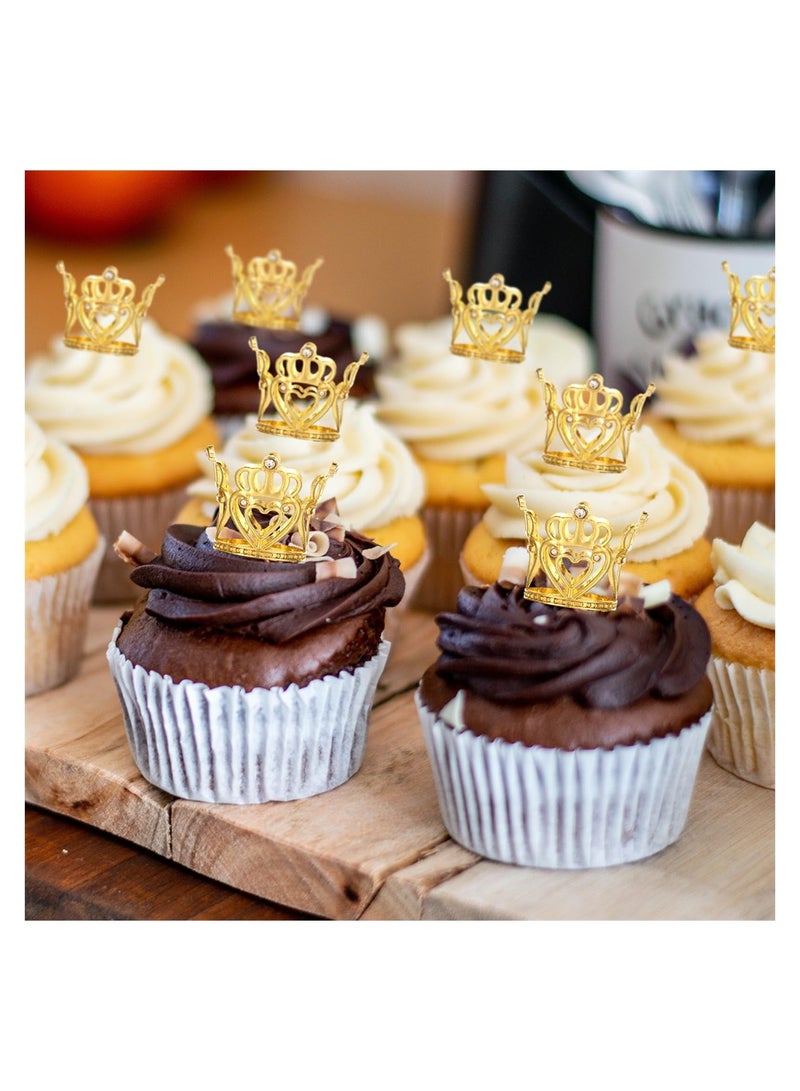 Mini Gold Crown Cake Toppers 12 Pcs Princess Tiara for Kids and Pets Birthday Party Decorations  - Image 4
