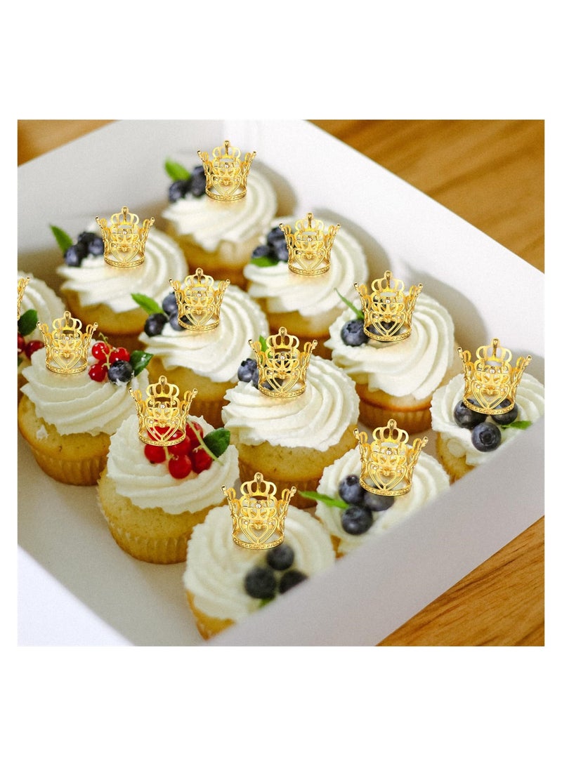 Mini Gold Crown Cake Toppers 12 Pcs Princess Tiara for Kids and Pets Birthday Party Decorations  - Image 3