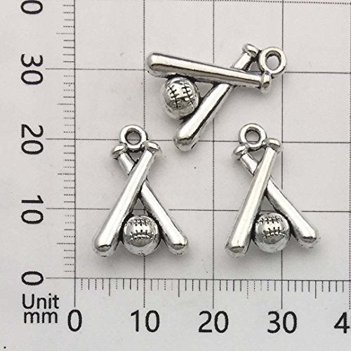 Youdiyla 60pcs Baseball Theme Charms Collection - Mixed Antique Silver Bat Glove Ballgame Sports Ball Softball Metal Alloy Pendants for Jewelry Making DIY Findings (HM130) - Image 5