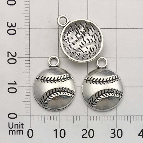 Youdiyla 60pcs Baseball Theme Charms Collection - Mixed Antique Silver Bat Glove Ballgame Sports Ball Softball Metal Alloy Pendants for Jewelry Making DIY Findings (HM130) - Image 4