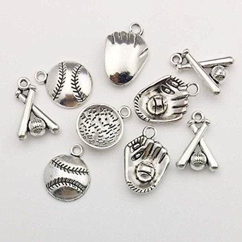 Youdiyla 60pcs Baseball Theme Charms Collection - Mixed Antique Silver Bat Glove Ballgame Sports Ball Softball Metal Alloy Pendants for Jewelry Making DIY Findings (HM130) - Image 2