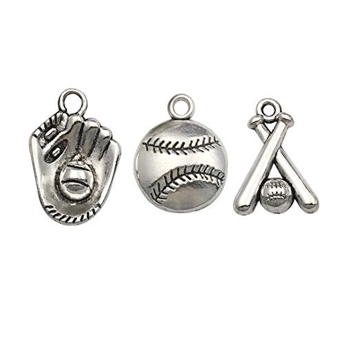 Youdiyla 60pcs Baseball Theme Charms Collection - Mixed Antique Silver Bat Glove Ballgame Sports Ball Softball Metal Alloy Pendants for Jewelry Making DIY Findings (HM130) - Image 1