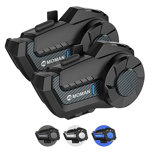 Moman Motorcycle Intercom 2Way Intercom Communication Systems FM Music Sharing HiFi Stereo CVC Noise Cancellation Waterproof BT51 Group Helmet Speaker Headset for Dirt BikeATV H2Pro 2 Pack - Image 1