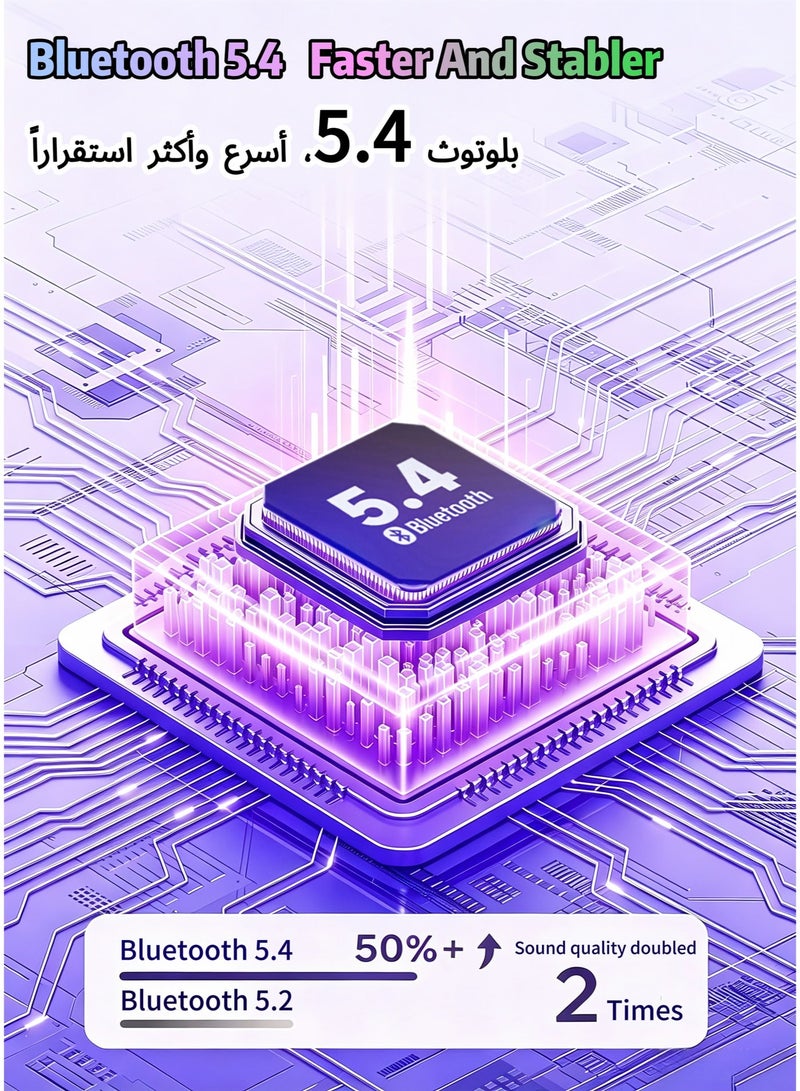 أحدث سماعات أذن لاسلكية بمشبك أذن، بتقنية البلوتوث 5.4، تصميم خفيف الوزن ومريح مع مشبك، سماعات OWS للرياضة واللياقة البدنية، بالألوان الأبيض/الرمادي/الأرجواني - Image 2