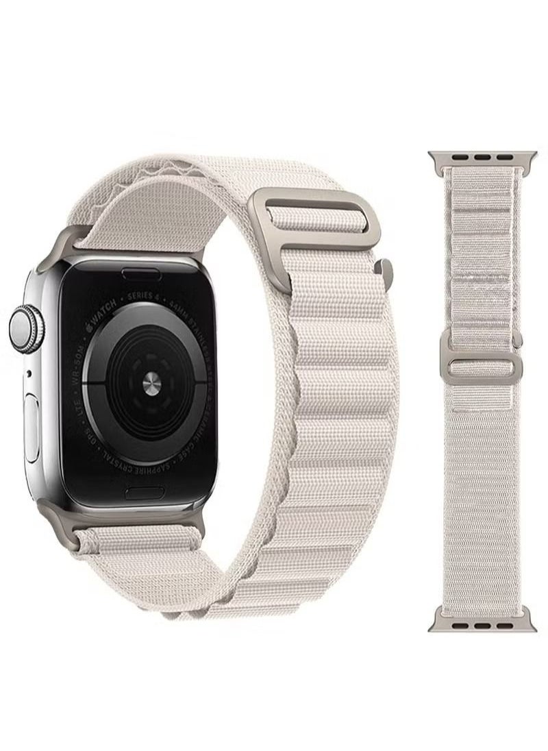 IAF - Replacement Strap 42/44/45/49mm Alpine Loop Band for Apple Watch Series 8/7/SE/6/5/4/3/2/1 Starlight - Image 1