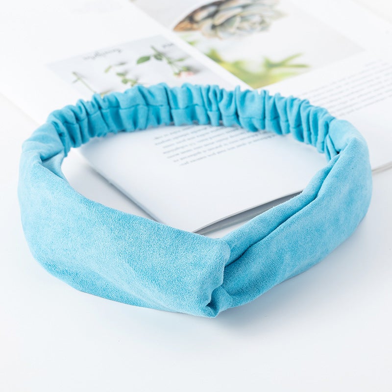 Loquat Knit Cross Headband Elastic Sports Yoga 10 * suede blue