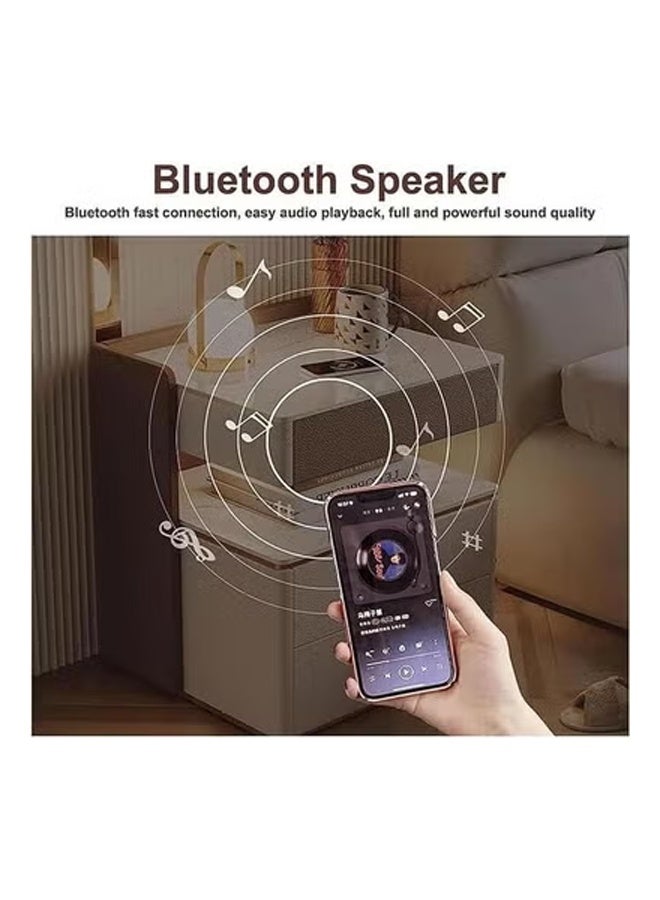 كيكي خزانة بجانب السرير ذكية مع مرآة LED وشحن لاسلكي ومكبر صوت BT - Image 5