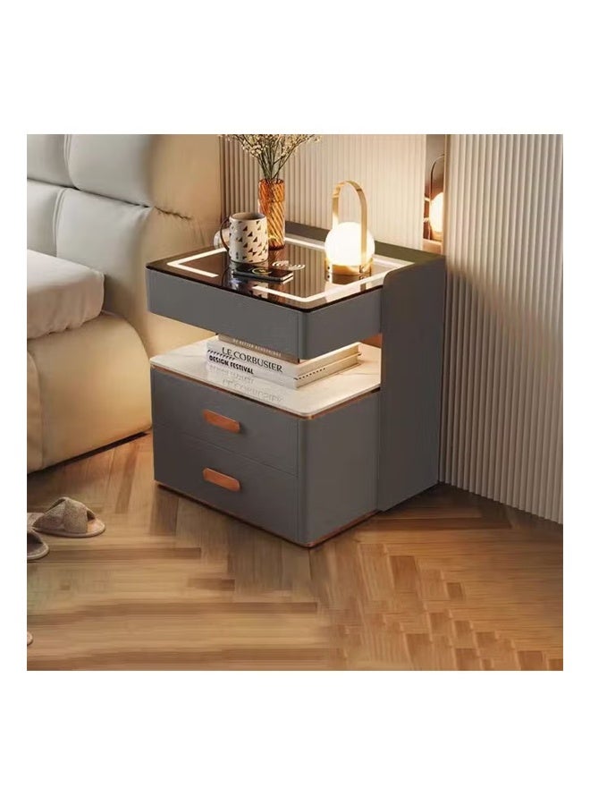 كيكي خزانة بجانب السرير ذكية مع مرآة LED وشحن لاسلكي ومكبر صوت BT - Image 1