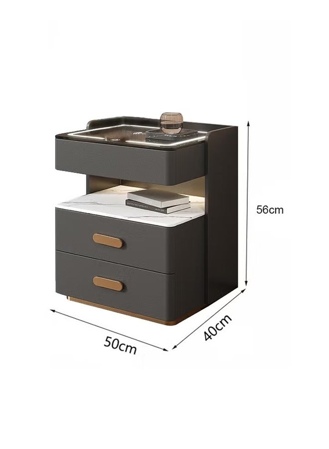 كيكي خزانة بجانب السرير ذكية مع مرآة LED وشحن لاسلكي ومكبر صوت BT - Image 2