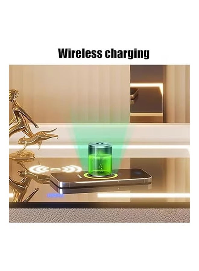 كيكي خزانة بجانب السرير ذكية مع مرآة LED وشحن لاسلكي ومكبر صوت BT - Image 4