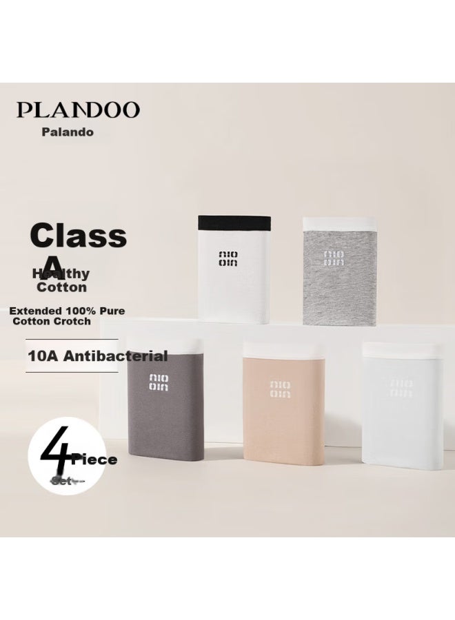 PLANDOO Palando A-class Women's Cotton Underwear 10a Antibacterial 100% Cotton Extended Crotch Breathable Comfortable 4-pack L - Image 1