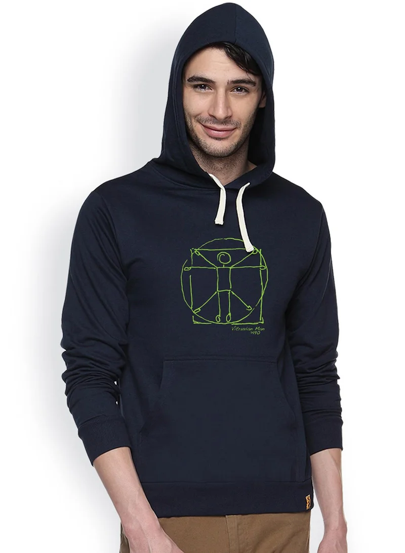 كامبوس سوترا هودي رجالي بطبعة رجل فيتروفيان باللون الأزرق الليلي