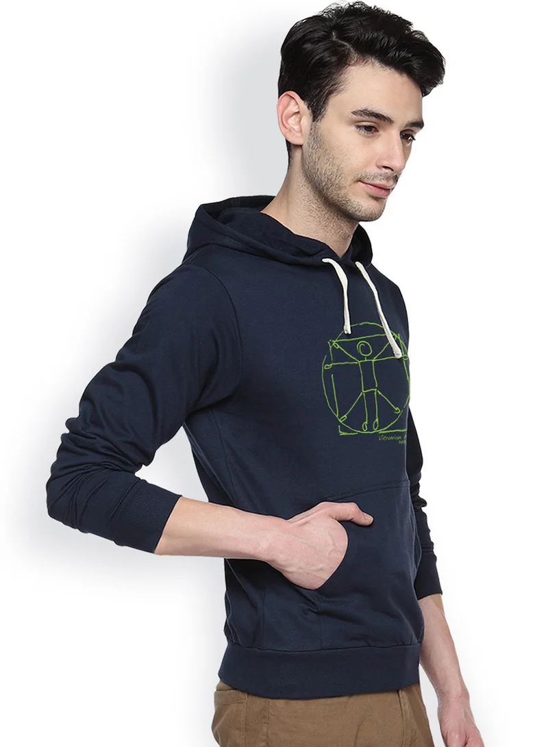 كامبوس سوترا هودي رجالي بطبعة رجل فيتروفيان باللون الأزرق الليلي